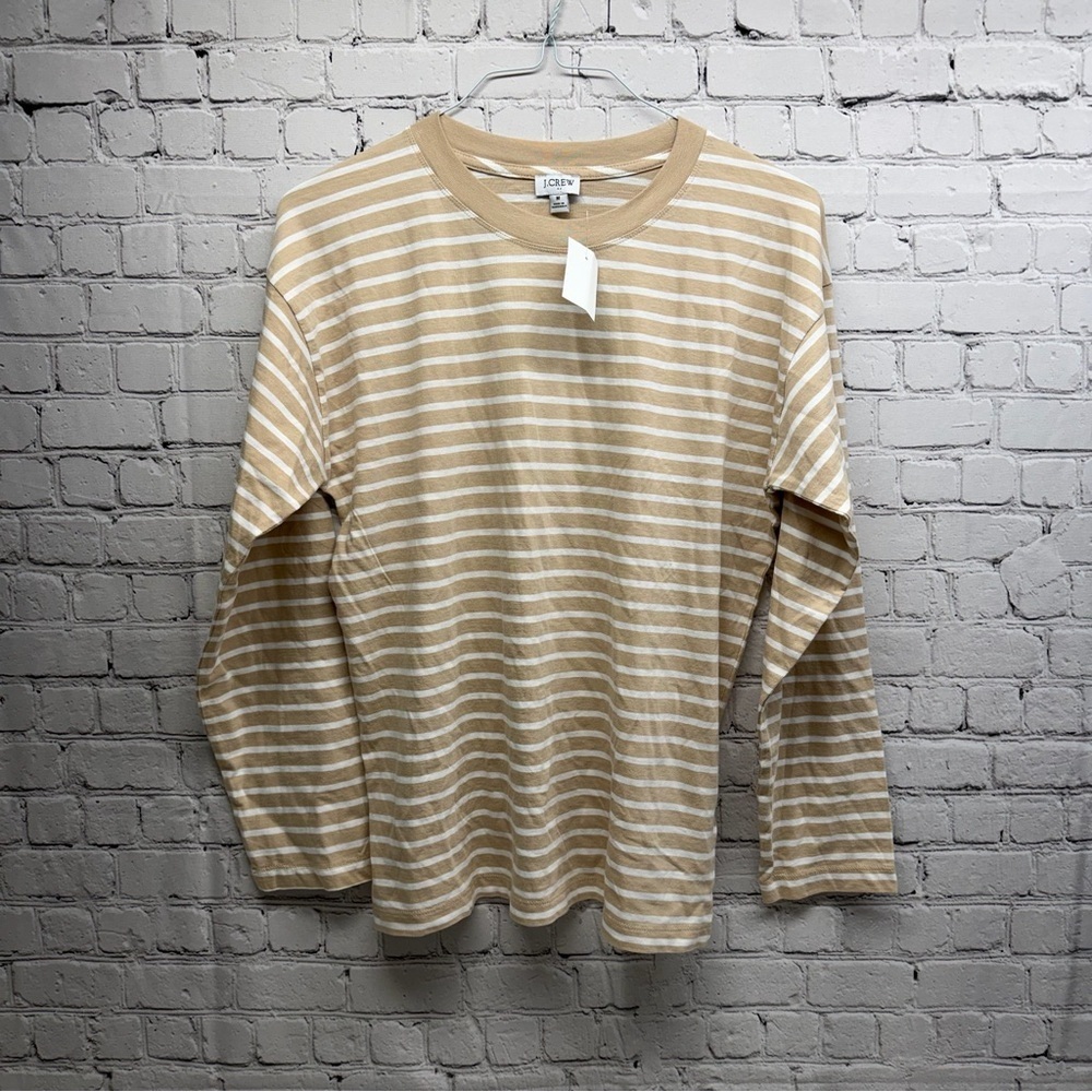J. Crew factory Beige and White Striped Long Sleeve Tee
